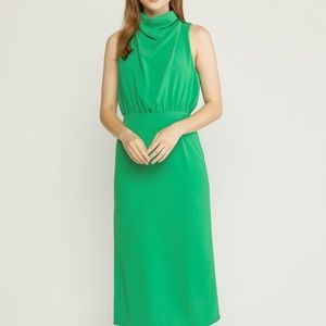 Sleeveless Cowl Neck Midi Dress